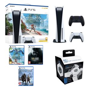 Sony  PS5 Console with Horizon Forbidden West God of War Ragnarok Resident Evil Plus Charging Dock