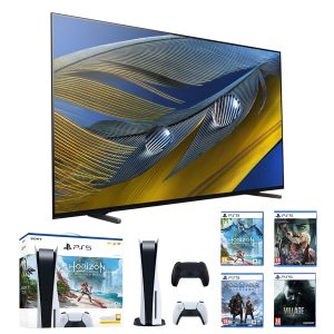 Sony XR55A80JU and PS5 Disc Edition 55 inch 4K TV with PS5 Console and four games extra controller charging dock