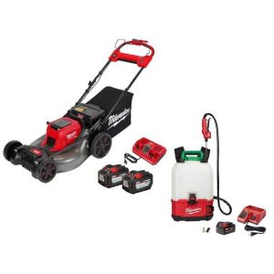 M18 FUEL Brushless Cordless 21 in. Walk Behind Self-Propelled Mower, Pesticide Sprayer w/ (2) 12Ah & (1) 3 Ah Batteries