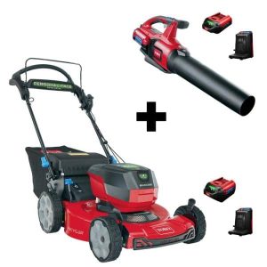 Flex-Force 60V Cordless 2-Tool Combo Kit; 22 in. Recycler Walk Behind Lawn Mower & Leaf Blower w/Charger & (2) Batteries