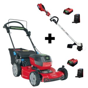 TORO FLEX-FORCE 22 60-VOLT CORDLESS 2-TOOL COMBO KIT RECYCLER MOWER 14 STRING TRIMMER CHARGER/2 BATTERIES 66351 THE HOME DEPOT
